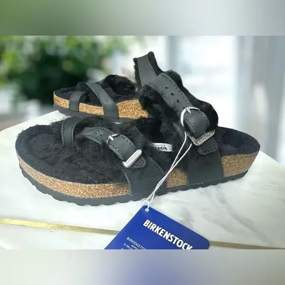 Birkenstock Mayari Shearling Oiled Leather Sandals Size 38 - Picture 15 of 16